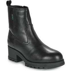 Kickers Γυναικεία Μποτάκια Biker Δερμάτινα Μαύρα με Χοντρό Χαμηλό Τακούνι 975500-50-8