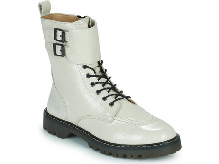 Kickers Deckranger Γυναικεία Αρβυλάκια Λουστρίνι Εκρού με Χοντρό Χαμηλό Τακούνι 878060-50-31