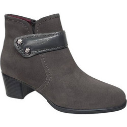 Softies Γυναικεία Μποτάκια Αστραγάλου Suede Ανθρακί με Χοντρό Χαμηλό Τακούνι 7158