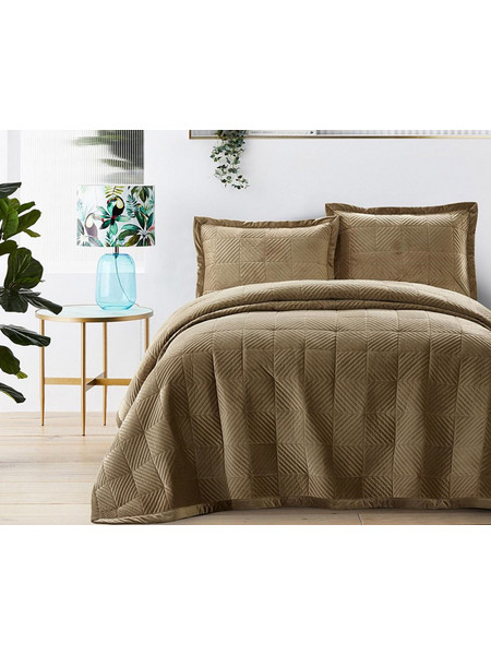 Liolios Home Κουβερτοπάπλωμα Υπέρδιπλο 220x240 Luxury Velvet Coffee
