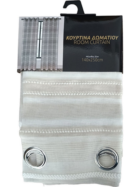 TNS Κουρτίνα Παραθύρου με Τρουκς 140x250 Lines Beige