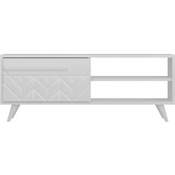 Hanah Home Έπιπλο Τηλεόρασης Ξύλινο Άσπρο Μ120xΠ29.5xΥ43.7cm Venedik 875ZNA3031