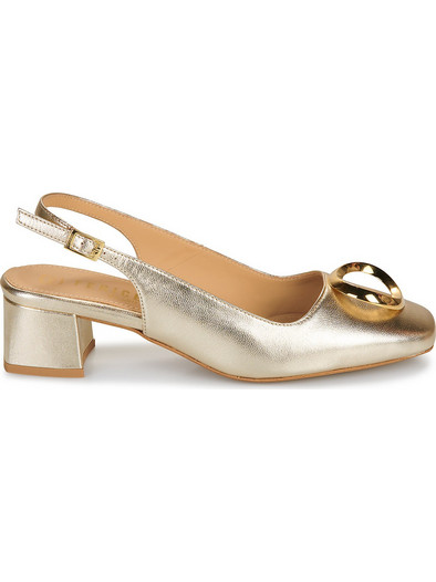Fericelli MIMI Γόβες Slingback Δερμάτινες με Χοντρό Χαμηλό Τακούνι Χρυσές ST-0051