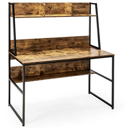 Costway Γραφείο Ξύλινο με Βιβλιοθήκη 120x57x140cm HW65967TN