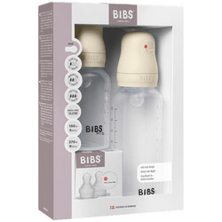 BIBS Σετ Πλαστικά Μπιμπερό με Θηλή Σιλικόνη 0+ Μηνών Ivory 150ml + 270ml