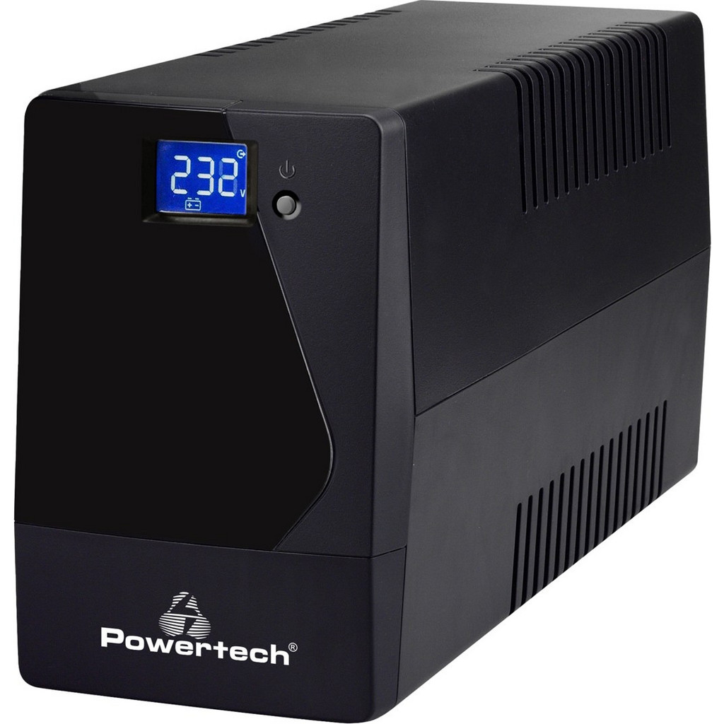 Powertech PT-850LCD UPS Line Interactive 850VA 510W με 2 Πρίζες Schuko ...