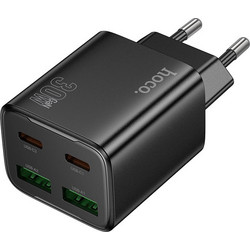 Hoco N56 Fundador Φορτιστής χωρίς Καλώδιο με 2 Θύρες USB-A & 2 Θύρες USB-C 30W Power Delivery Black