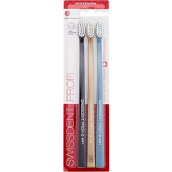 Swissdent Profi Whitening Soft Οδοντόβουρτσες 3τμχ Μαύρη Μπεζ Μπλε