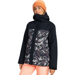 Roxy Snow Galaxy Γυναικείο Μπουφάν Χειμωνιάτικο Softshell Μακρύ Μαύρο Λευκό ERJTJ03484-KVJ3