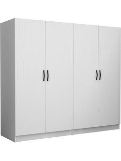 Megapap Τετράφυλλη Ντουλάπα Ρούχων Victoria Λευκή 200x60x181cm GP100-0085,1