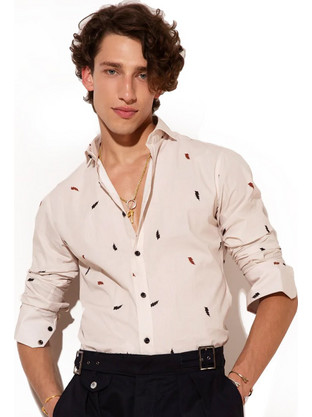 Stefan Ανδρικό Πουκάμισο Βαμβακερό Μακρυμάνικο Slim Fit Λευκό 9000-FW22