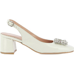 Fratelli Petridi Γόβες Slingback Λουστρίνι με Χοντρό Χαμηλό Τακούνι Εκρού 912000000915