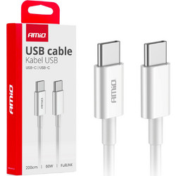 AMiO USB-C to USB-C 60W 2m White 03897