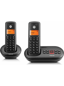 Motorola E212 Ασύρματο Τηλέφωνο Σετ Duo με Ανοιχτή Ακρόαση Μαύρο