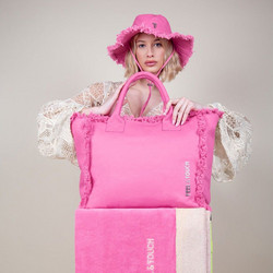 Feel & Touch Feel & Touch Caribbean Υφασμάτινη Τσάντα Θαλάσσης Ώμου Ροζ 20x40cm