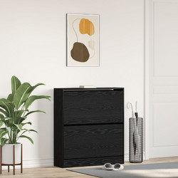 vidaXL Παπουτσοθήκη Ξύλινη Μαύρη M80xΠ21xY87.5cm 862216