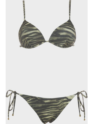 Gsecret Bikini Set Τριγωνάκι με Ενίσχυση Animal Print Χακί 6213-32879