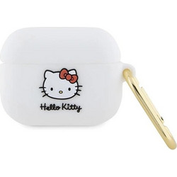 Hello Kitty 3D Kitty Head Θήκη Σιλικόνης με Γάντζο για Apple AirPods Pro 1 Λευκή