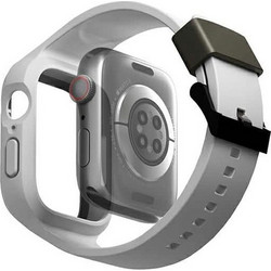 Uniq Monos Θήκη Σιλικόνης με Λουράκι για Apple Watch 4 / 5 / 6 / 7 / 8 / 9 / SE 44 / 45mm Γκρι