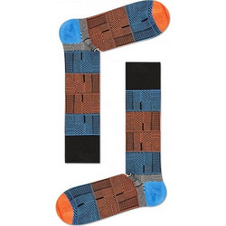 Happy Socks Βαμβακερές Γυναικείες Κάλτσες Ψηλές με Σχέδια Μπλε Πορτοκαλί Μαύρες MIX34-600