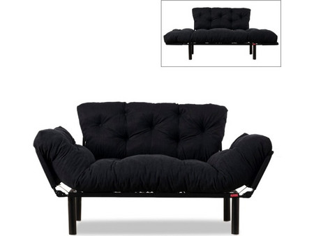 Megapap Nitta Διθέσιος Καναπές Κρεβάτι Μαύρος 155x70x85cm GP052-0162,1 0261345