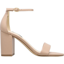 Nine West Toniann Γυναικεία Πέδιλα Δερμάτινα Nude με Χοντρό Ψηλό Τακούνι TONIANN3-110
