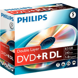 Philips DR8S8J05C/00 Εγγράψιμα DVD+R 8x Dual Layer 8.5GB 5τμχ