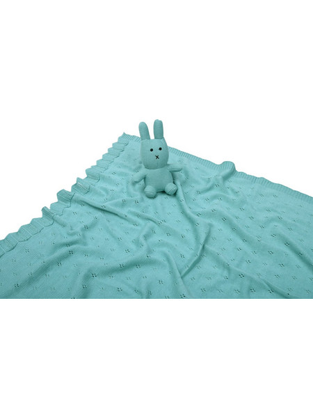 Liolios Home Bunny Κουβέρτα Αγκαλιάς Πλεκτή με Λούτρινο 80x100 Τιρκουάζ