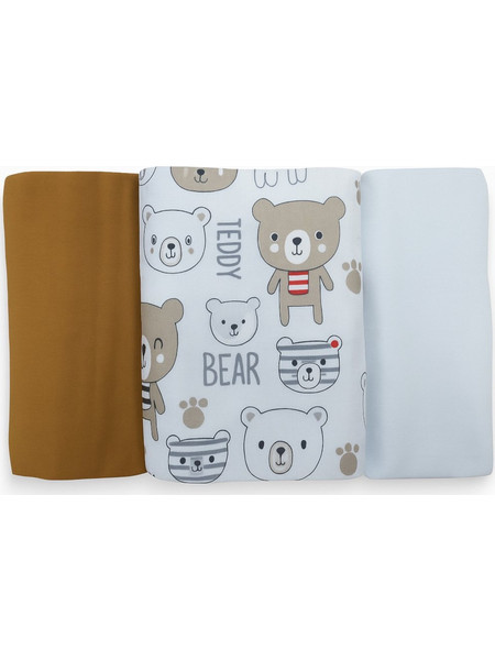 KikkaBoo Bear Πάνες Αγκαλιάς από Μουσελίνα Λευκές Καφέ 120x120cm 3τμχ