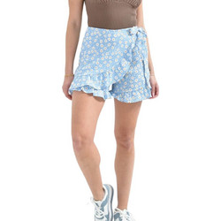Potre Μίνι Φούστα Υφασμάτινη Ψηλόμεση Σορτς Floral Γαλάζια 199520392