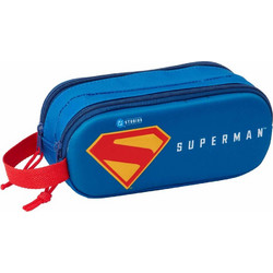 Safta Superman Κασετίνα Βαρελάκι με 2 Θήκες Μπλε S4312571