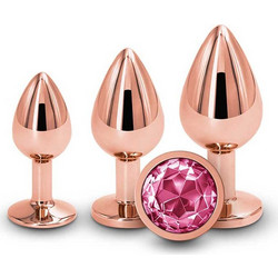 NS Novelties Rear Assets Σετ Πρωκτικές Σφήνες Diamond Plugs Ροζ Χρυσές 3τμχ