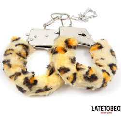 LateToBed Furry Metal Cuff Leopard Χειροπέδες