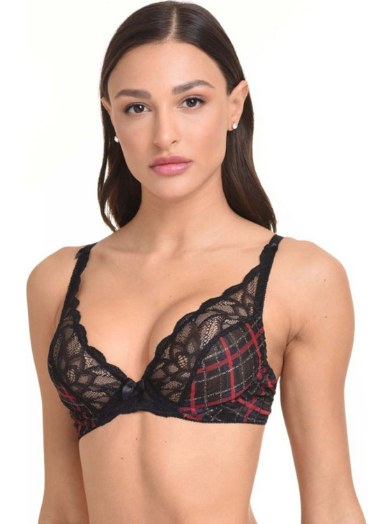 Miss Rosy Graziella Bralette με Μπανέλα Μαύρο Κόκκινο 102