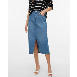 Vero Moda Μίντι Φούστα Τζιν Ψηλόμεση Pencil Μπλε 10335365