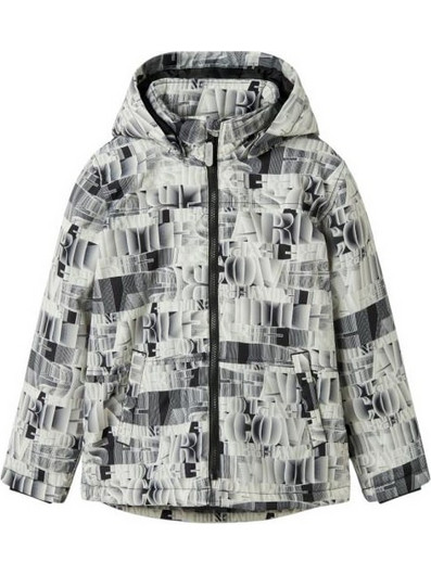Name It Παιδικό Μπουφάν Χειμωνιάτικο Softshell Αδιάβροχο Γκρι Λευκό 13242823
