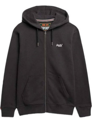 Superdry Ανδρική Ζακέτα Φούτερ με Κουκούλα και Φερμουάρ Μαύρη M2014128A-Q29