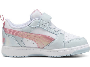 Puma Rebound V6 Παιδικά Sneakers Λευκά Βεραμάν Σομόν 402784-01