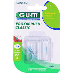 Gum Proxabrush Classic Ανταλλακτικά Μεσοδόντια Βουρτσάκια 1.1mm Γαλάζια 8τμχ