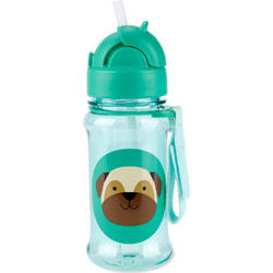 Skip Hop Zoo Pug Παιδικό Παγούρι Πλαστικό με Καλαμάκι Βεραμάν 355ml