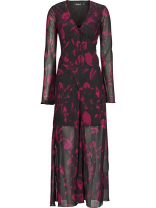 Desigual Maxi Φόρεμα για Γάμο / Βάπτιση Floral Μαύρο 25WWVW24-3016