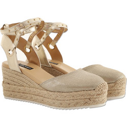 Nine West Adore 2 Καλοκαιρινές Γυναικείες Πλατφόρμες Κλειστές Ψηλές Χρυσές
