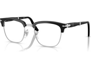 Persol PO3375V 95 Ανδρικός Σκελετός Γυαλιών Οράσεως Κοκάλινος Μεταλλικός Ασημί Μαύρος