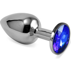Lovetoy Rosebud Classic Small Πρωκτική Σφήνα Diamond Plug 6.8cm Ασημί Μπλε