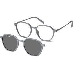 Sunoptic TRC300B Ανδρικός Σκελετός Γυαλιών Οράσεως με Clip-On Μεταλλικός Ασημί