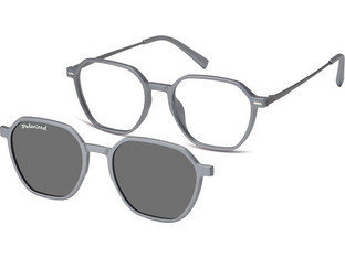 Sunoptic TRC300B Ανδρικός Σκελετός Γυαλιών Οράσεως με Clip-On Μεταλλικός Ασημί