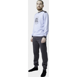 Dreams Χειμωνιάτικες Ανδρικές Πιτζάμες Fleece Γκρι Μπλε 2578103