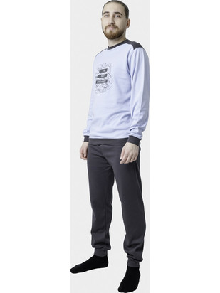 Dreams Χειμωνιάτικες Ανδρικές Πιτζάμες Fleece Γκρι Μπλε 2578103