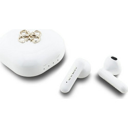 Guess 4G Metal Logo White Ακουστικά Bluetooth Earbud Ανθεκτικά στο Νερό