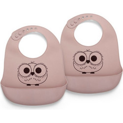 Nuuroo Alfie Owl Σετ Αδιάβροχες Σαλιάρες Σιλικόνης με Κουμπί & Τσέπη 6m+ Γκρι 2τμχ